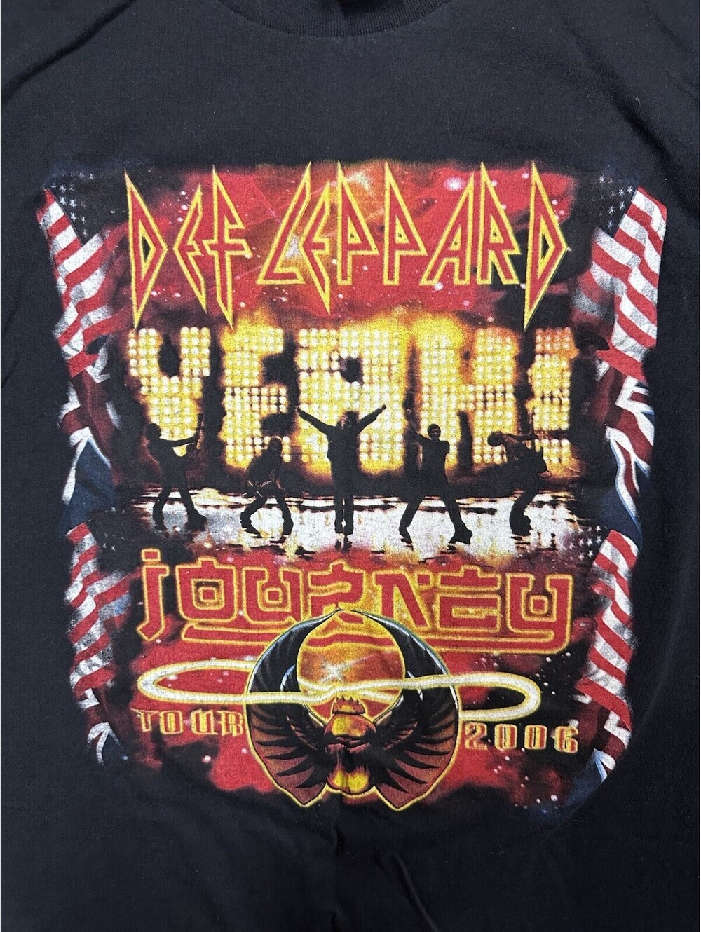 Def Leppard Journey 2006 Tour Concert T Shirt Rock Band Double Sided Large